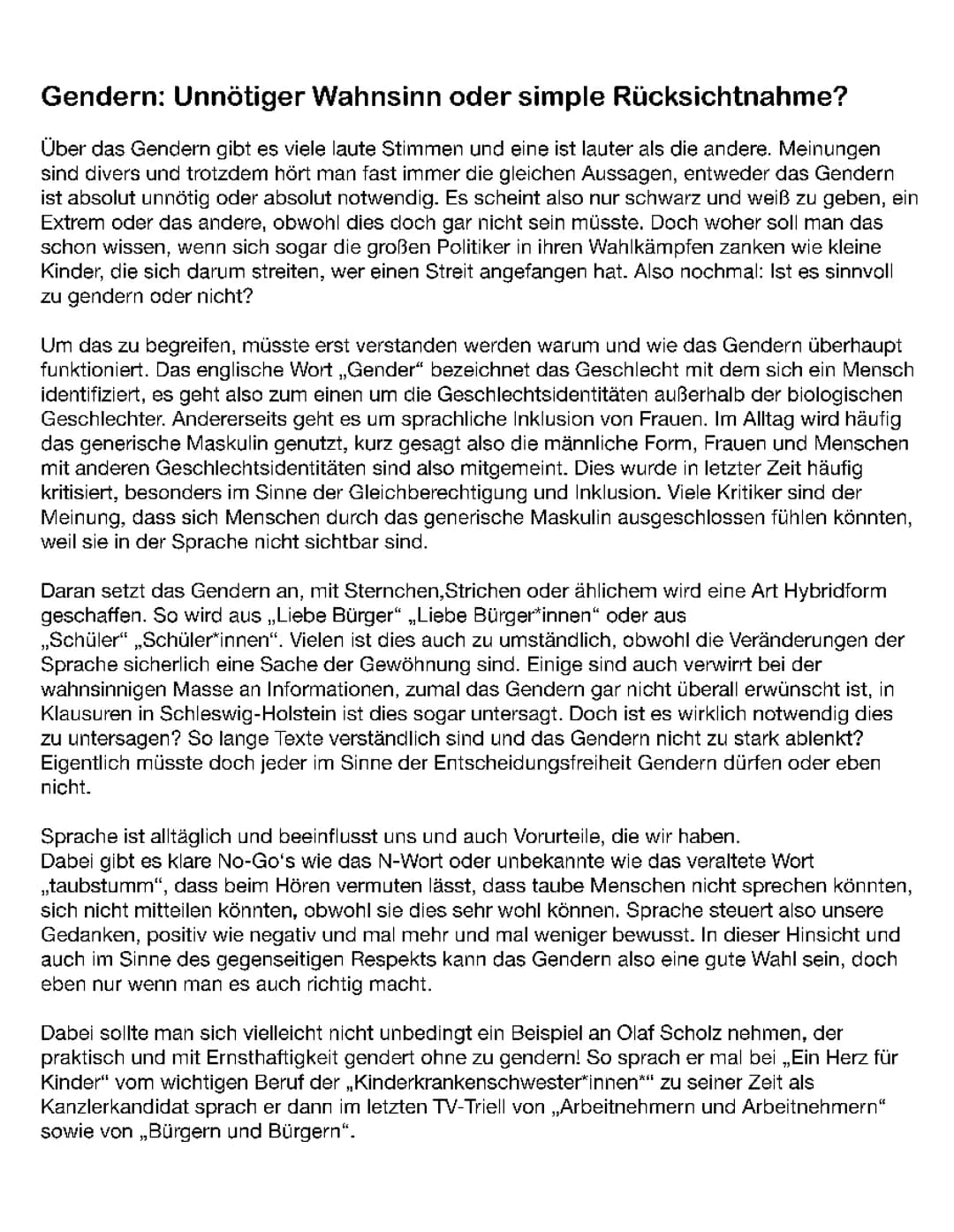 Wie schreibt man einen Kommentar - Beispiel