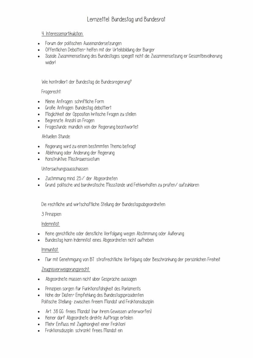 Der Bundestag
●
●
●
●
●
●
●
●
●
●
●
●
Lernzettel: Bundestag und Bundesrat
Wie ist der Bundestag aufgebaut?
BT: Parlament der BRD & Versammlu