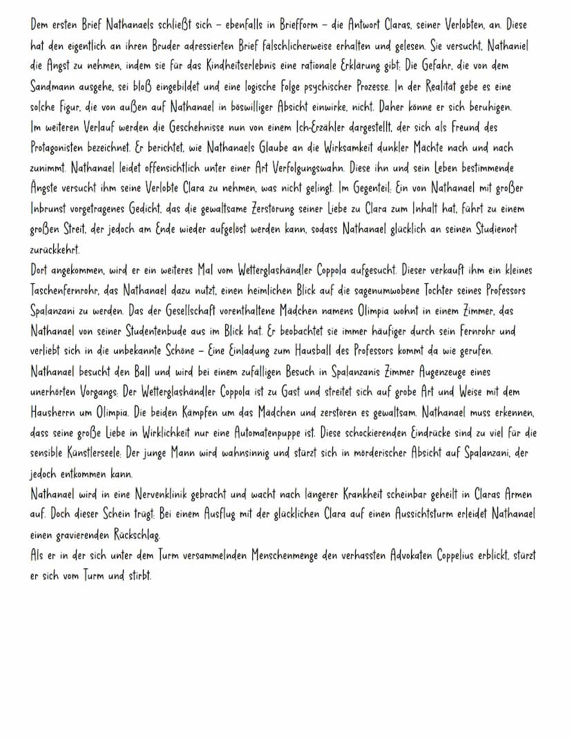 .
.
.
.
.
.
Nathanael
.
•
.
Clara
-Verlobte
.
In Der Sandmann" geht es um den Studenten Nathanael, der als Kind ein traumatisches Erlebnis d