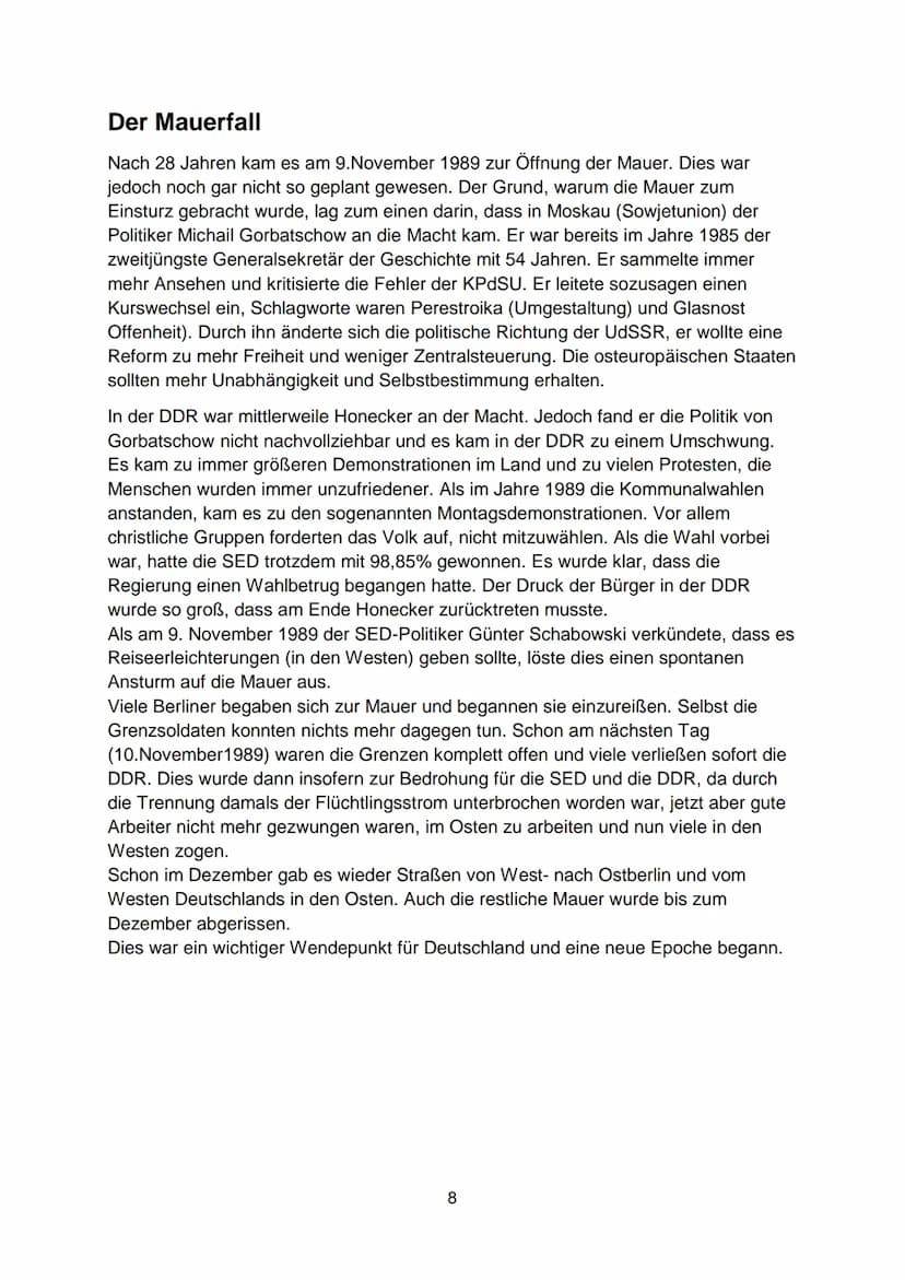 Die Berliner Mauer
- Vorgeschichte
- Bau der Mauer und Reaktion der Menschen
Das Leben mit der Mauer.
- Der Mauerfall...
- Zahlen zur Berlin