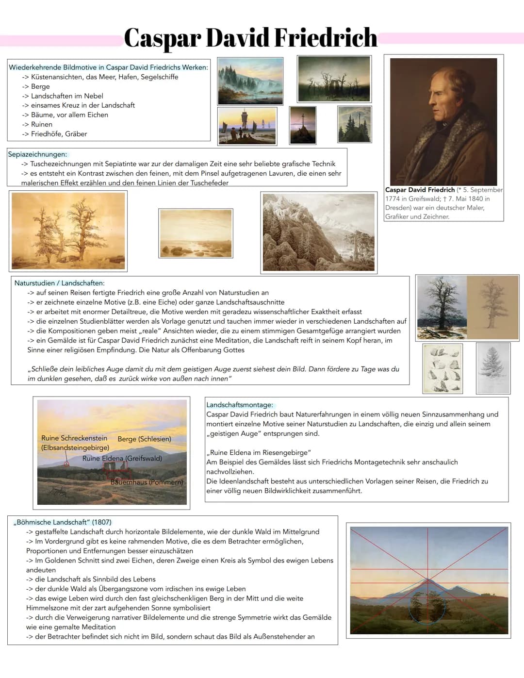 
<h2 id="wiederkehrendebildmotiveincaspardavidfriedrichswerken">Wiederkehrende Bildmotive in Caspar David Friedrichs Werken</h2>
<p>In Caspa