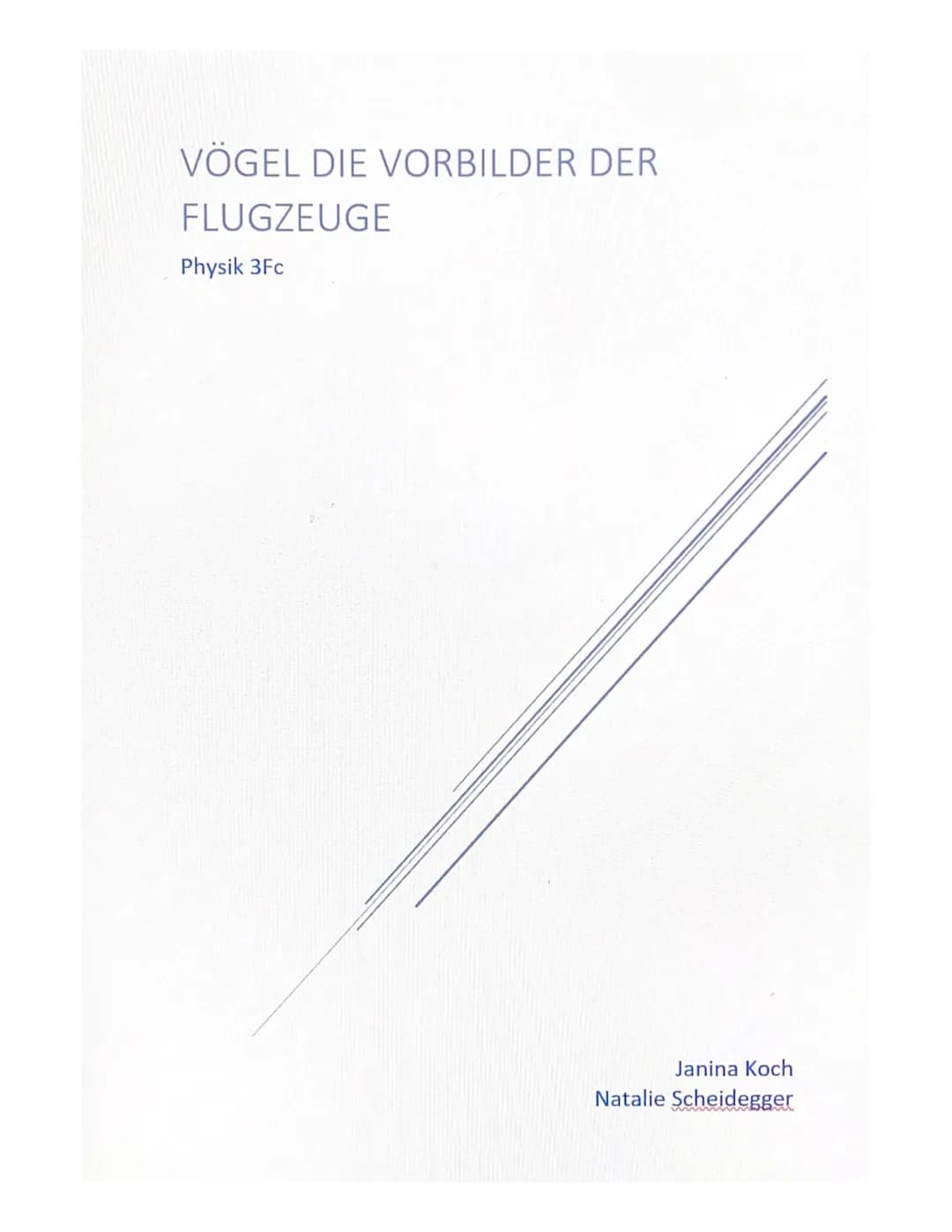 Vögel, die Vorbilder der
Flugzeuge
Janina Koch & Natalie Scheidegger VÖGEL DIE VORBILDER DER
FLUGZEUGE
Physik 3Fc
Janina Koch
Natalie Scheid