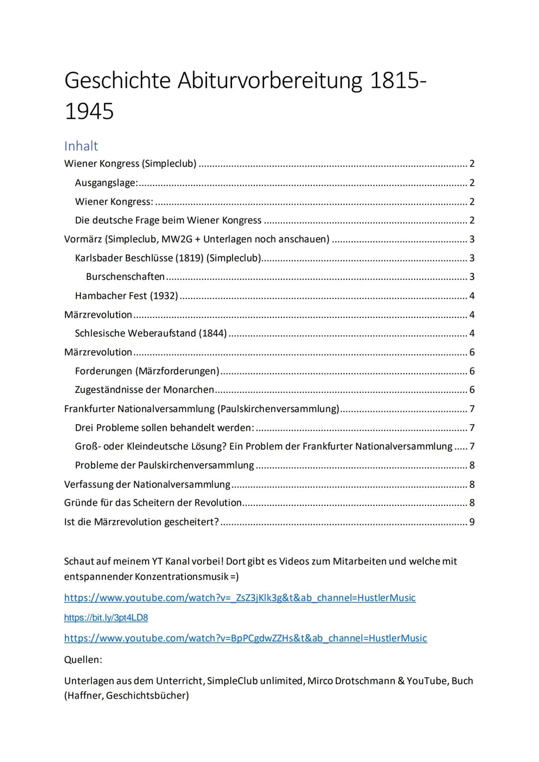 Geschichte Abiturvorbereitung 1815-
1945
Inhalt
Wiener Kongress (Simpleclub)
Ausgangslage:....
Wiener Kongress:.
Die deutsche Frage beim Wie