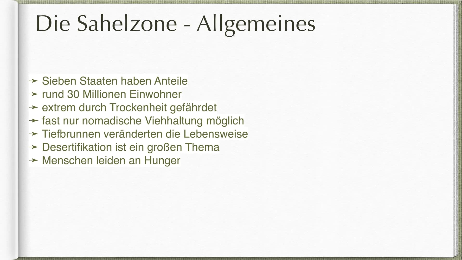 Das Sahel- Syndrom
Hannah Jelinski; EKGK HASK Inhaltsverzeichnis
1. Die Sahelzone (Allgemeines und Lage)
2. Problematisierung
3. Entwicklung