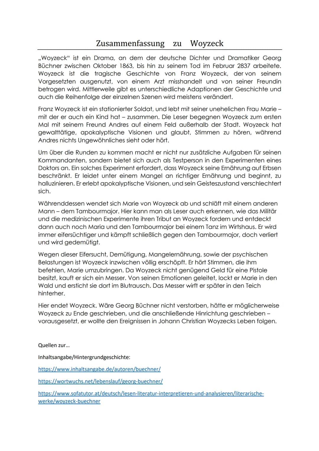 Woyzeck - Zusammenfassung, Epoche, Interpretation und mehr