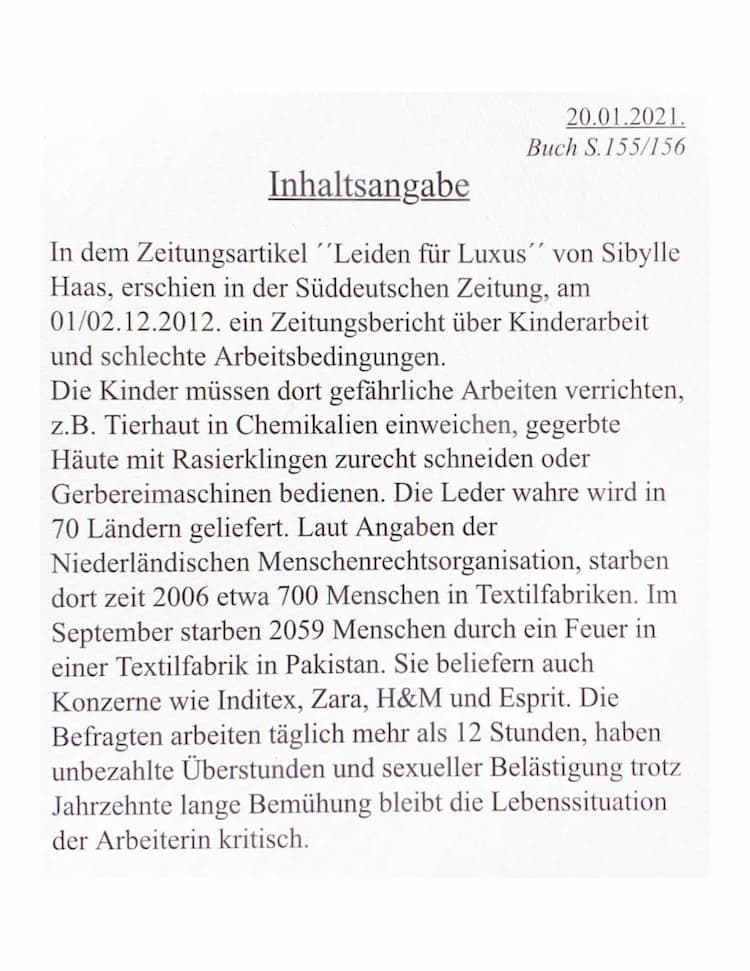 Know  Inhaltsangabe zu dem Zeitungsartikel „Leiden für Luxus“ thumbnail