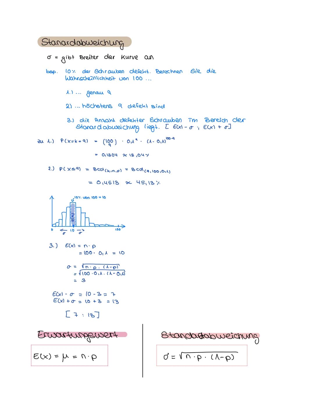 Bernoulli- Versuch
=> Zufallexperiment mit zwei Ergebnissen (z. B. Münzwurf)
• eine Bernoulli - Kette haben wir, wenn man ein Bemoulli - Exp