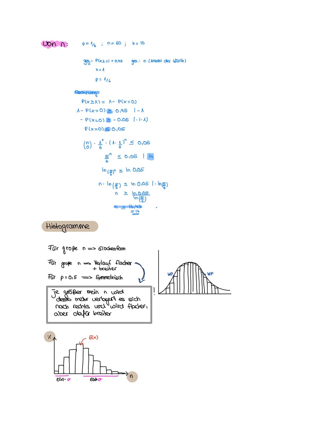 Bernoulli- Versuch
=> Zufallexperiment mit zwei Ergebnissen (z. B. Münzwurf)
• eine Bernoulli - Kette haben wir, wenn man ein Bemoulli - Exp