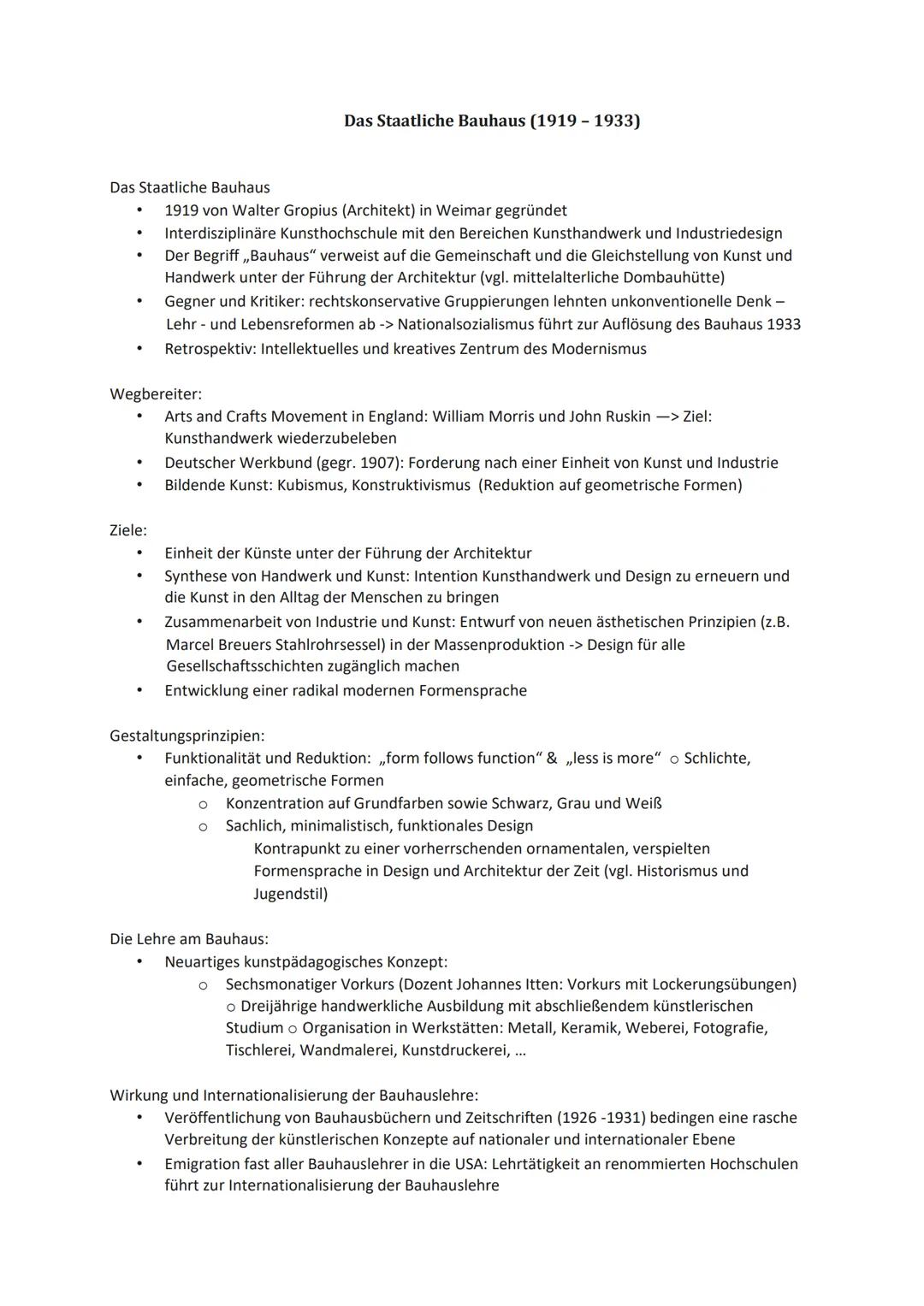 # Das Staatliche Bauhaus (1919-1933)

Das Staatliche Bauhaus

*   1919 von Walter Gropius (Architekt) in Weimar gegründet
*   Interdisziplin