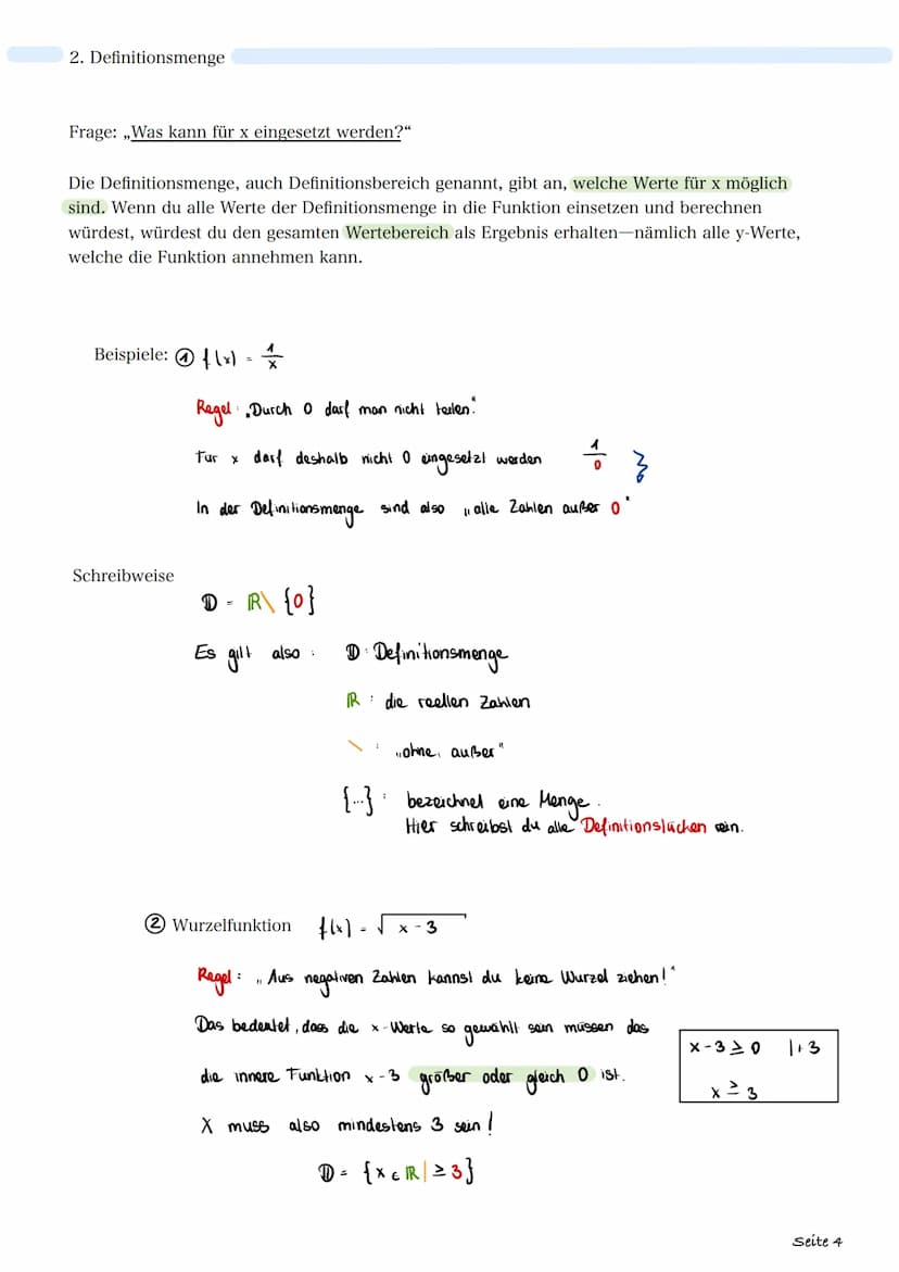 1. Ableitungen
2. Definitionsmenge
3. Schnittpunkte mit Koordinatenachsen
a) Nullstellen (Schnittpunkte mit x-Achse)
b) y-Achsenabschnitt (S