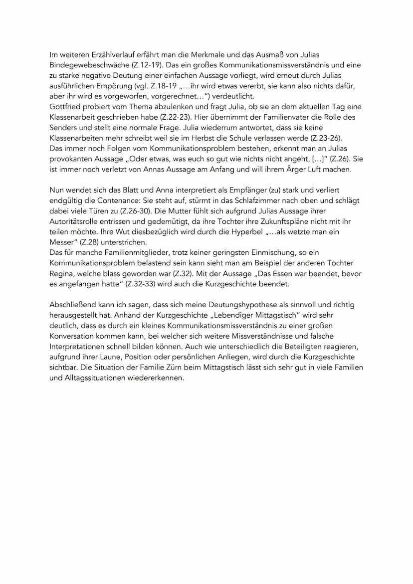 Fennja Janßen
Lebendiger Mittagstisch-Interpretation
Die Kurzgeschichte ,,Lebendiger Mittagstisch" wurde 1988 von Martin Walsers verfasst un
