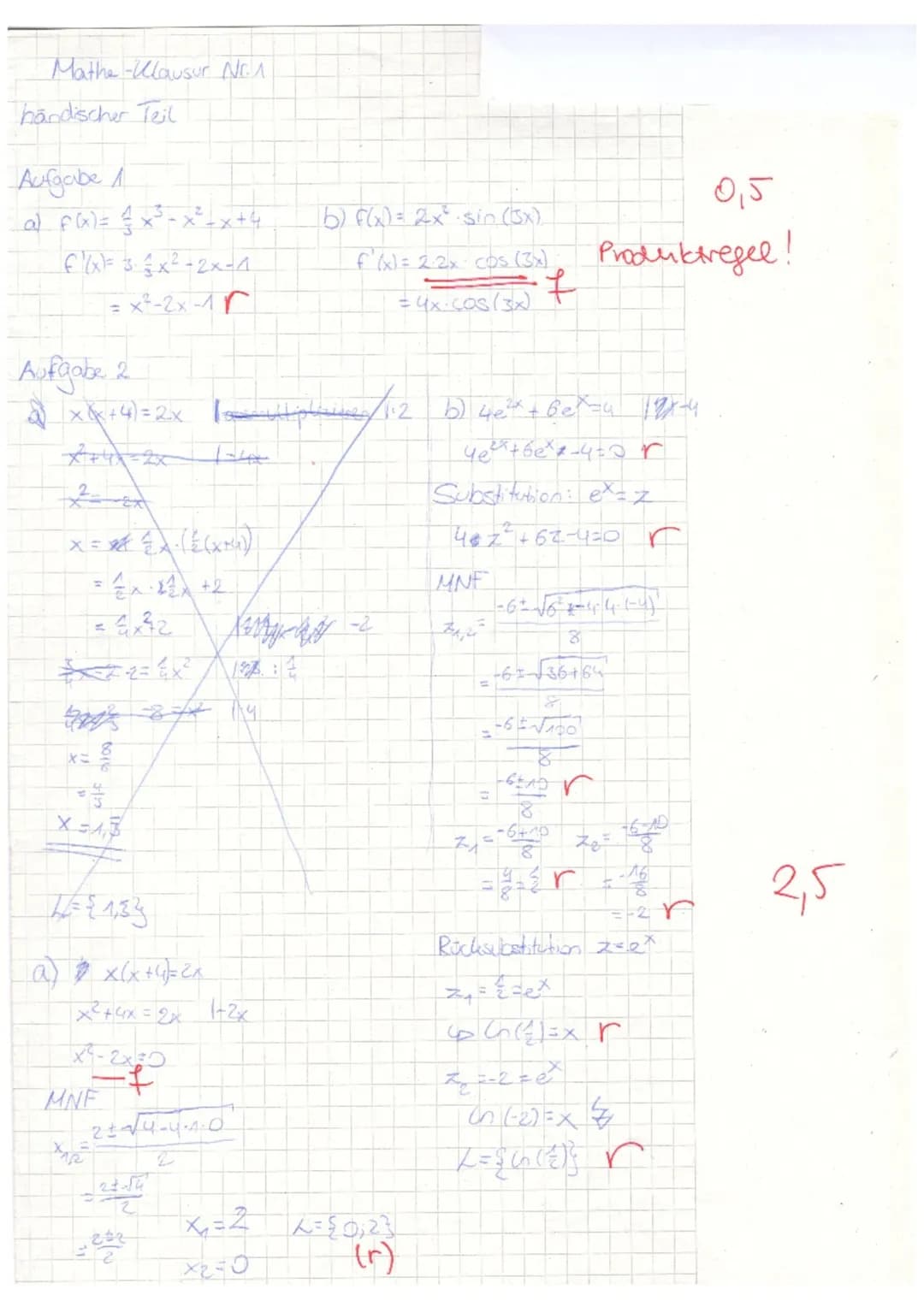 
<h2 id="aufgabe5">Aufgabe 5</h2>
<p>Die Abbildung zeigt die Graphen zweier Funktionen u und v. Die Funktion f ist gegeben durch f(x) = u(v(