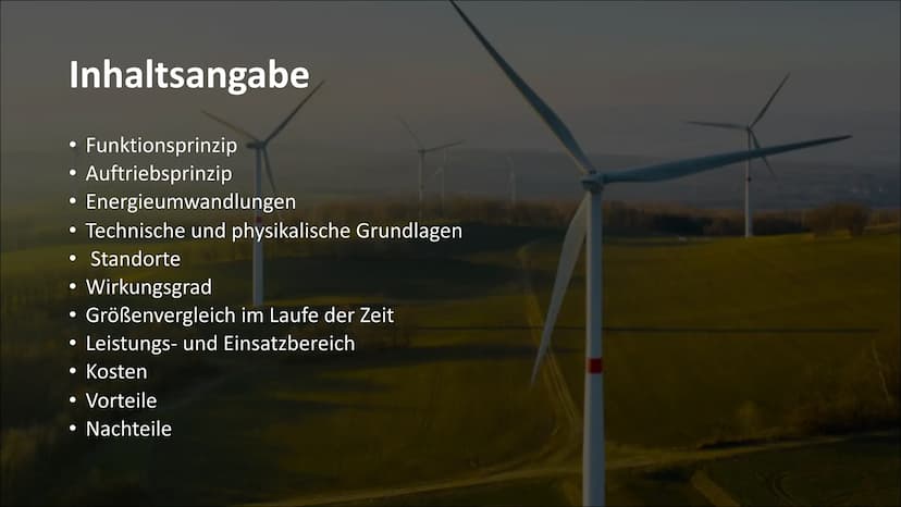 Windkraftanlagen
Von Merle und Melina Inhaltsangabe
●
●
●
Energieumwandlungen
• Technische und physikalische Grundlagen
• Standorte
●
•
●
●
