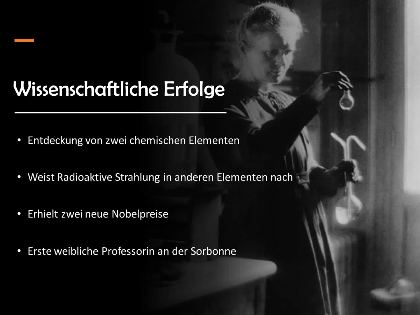Marie Curie
Wala Qahtan Handout
Name: Marie Sklodowska Curie
Lebensdaten: 7. November 1867 in Warschau geboren
➤ starb am 4. Juli 1935
Natio