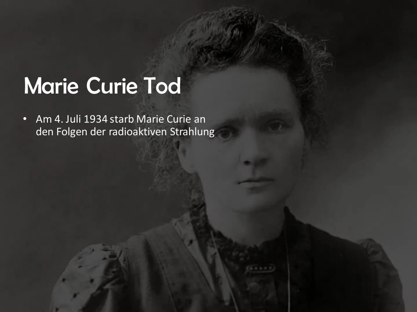 Marie Curie
Wala Qahtan Handout
Name: Marie Sklodowska Curie
Lebensdaten: 7. November 1867 in Warschau geboren
➤ starb am 4. Juli 1935
Natio