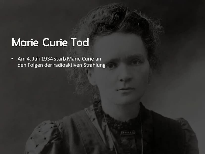Marie Curie
Wala Qahtan Handout
Name: Marie Sklodowska Curie
Lebensdaten: 7. November 1867 in Warschau geboren
➤ starb am 4. Juli 1935
Natio