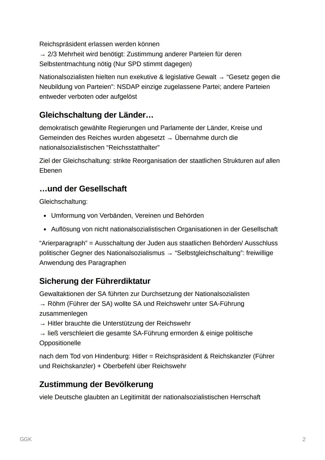 GGK
X
GGK
Machtübernahme
S. 146-149; S. 152 Q5
Verfolgung der politischen Opposition
Hitler als Kanzler fordert als Erstes Neuwahlen bei Rei