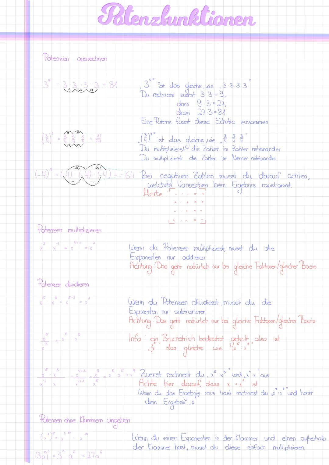 # Potenzfunktionen

zweiter erster
Quadrant Quadrant

dritter Vierter
Quadrant Quadrant

Funktion f(x) = x^

x = Basis
n = Exponent
}
x = Po