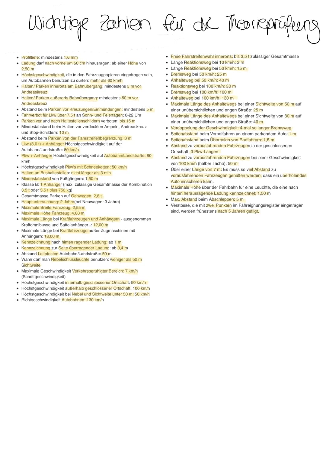 Führerschein Theorie Zusammenfassung 2024: Wichtige Zahlen und Fragen