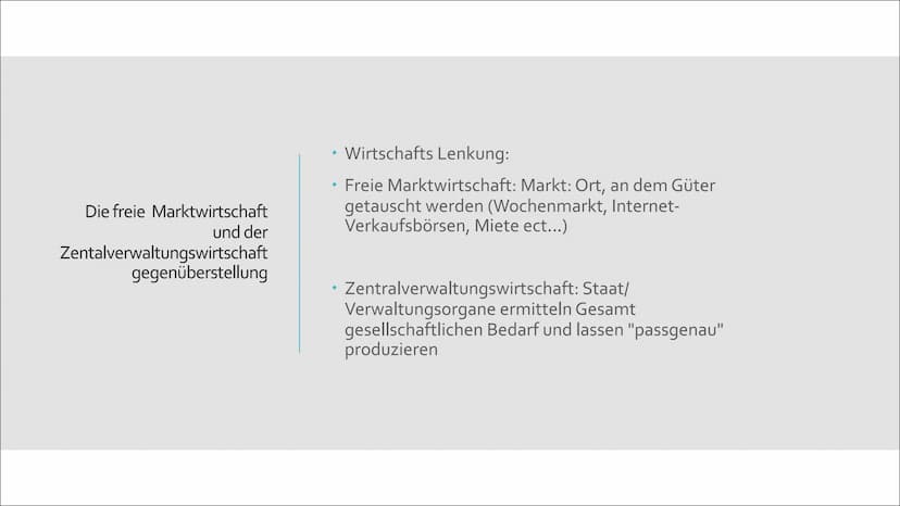 Die soziale
Marktwirtschaft als
"dritter Weg" Inhalt
Grundlagen
Merkmale
Merkmale Vor und Nachteile
Die freie Marktwirtschaft und der Zentra