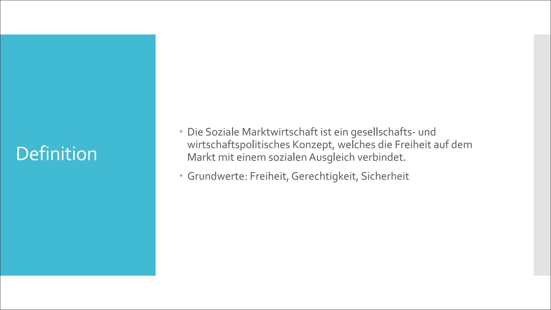 Die soziale
Marktwirtschaft als
"dritter Weg" Inhalt
Grundlagen
Merkmale
Merkmale Vor und Nachteile
Die freie Marktwirtschaft und der Zentra