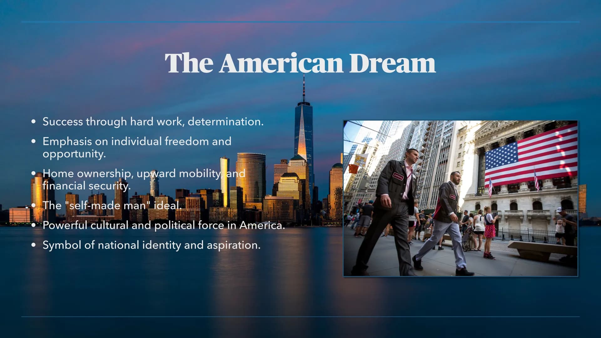 BEN, MARC, MAURICE, LOUIS
The American Dream
From Rags to Riches Table of Content
• Definition: What is the American Dream? / From Rags to R
