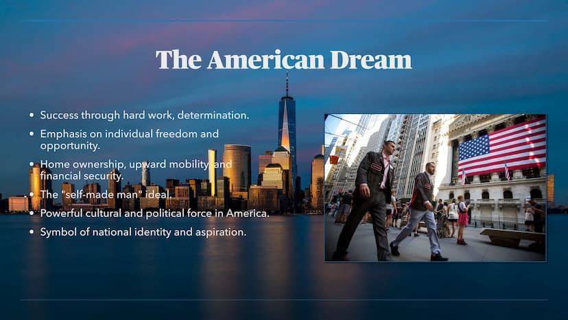 BEN, MARC, MAURICE, LOUIS
The American Dream
From Rags to Riches Table of Content
• Definition: What is the American Dream? / From Rags to R