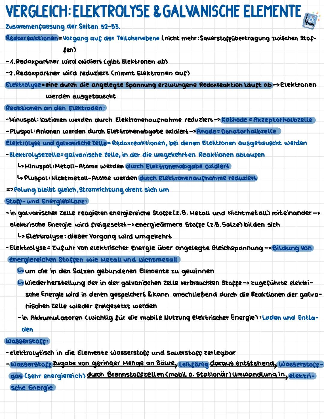 Vergleich von Elektrolyse und galvanischer Zelle: Aufbau, Unterschiede, und Reaktionsgleichungen