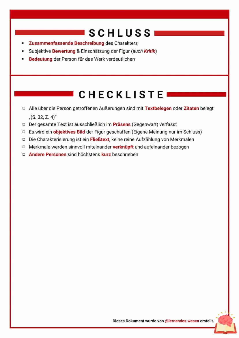 CHARAKTERISIERUNG
CHARAKTERISIERUNG
→ Bei einer Charakterisierung beschreibst du die
einzelnen Charaktere einer Erzählung oder eines
allgeme