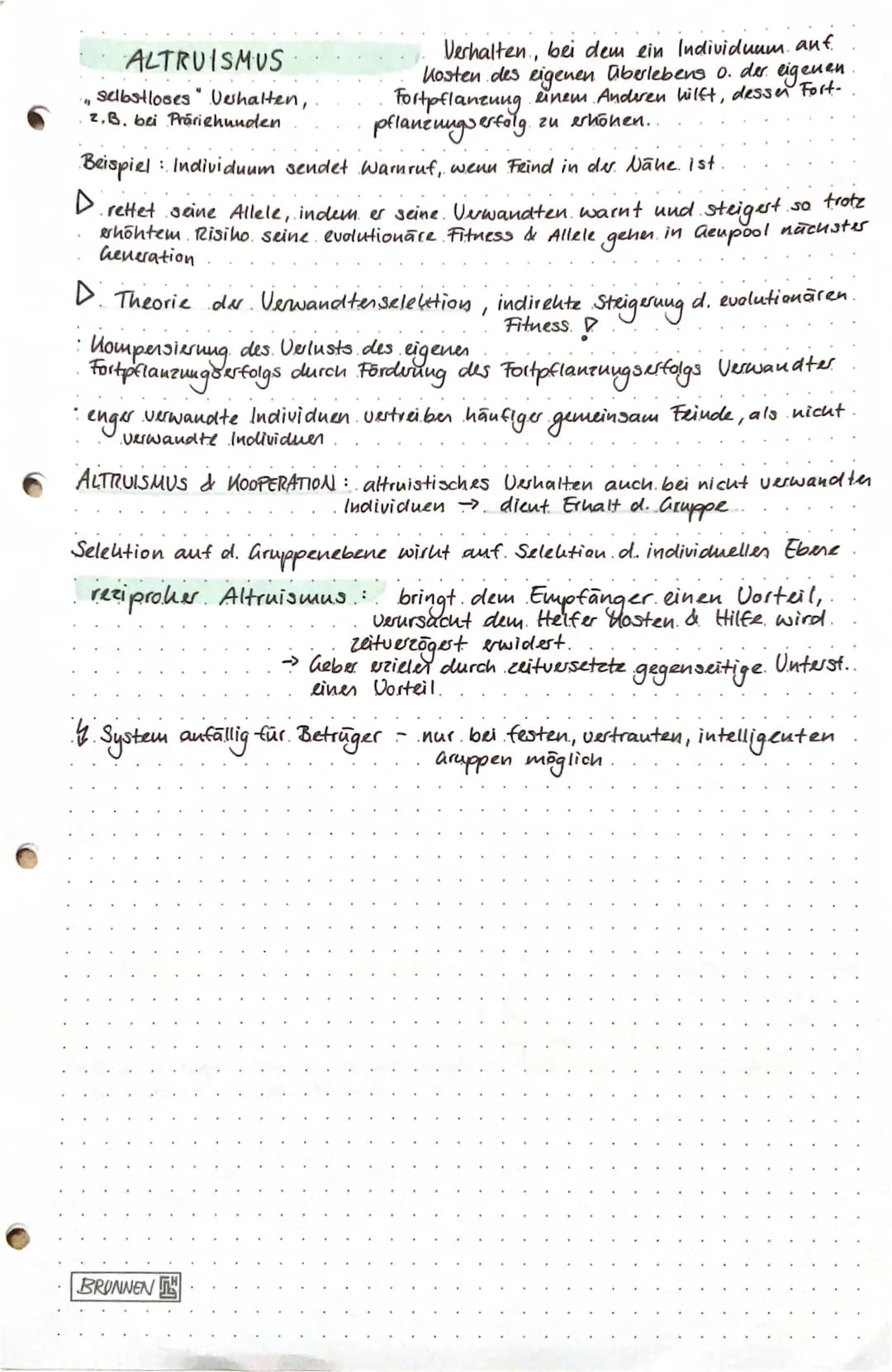 (reziproker) Altruismus