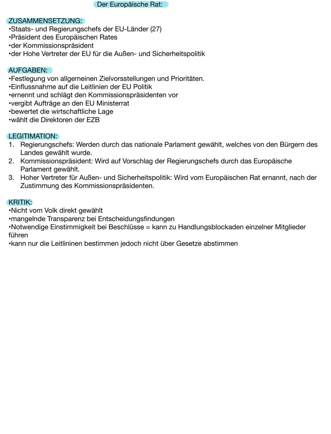 Der Europäische Gerichtshof:
•Das höchste Gericht der Eu/ oberste Rechtssprechende Organ der EU
•Hauptsitz: Luxemburg
•Hauptaufgabe: Wahrung