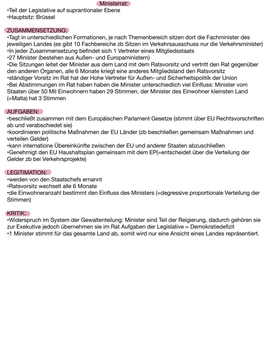 Der Europäische Gerichtshof:
•Das höchste Gericht der Eu/ oberste Rechtssprechende Organ der EU
•Hauptsitz: Luxemburg
•Hauptaufgabe: Wahrung
