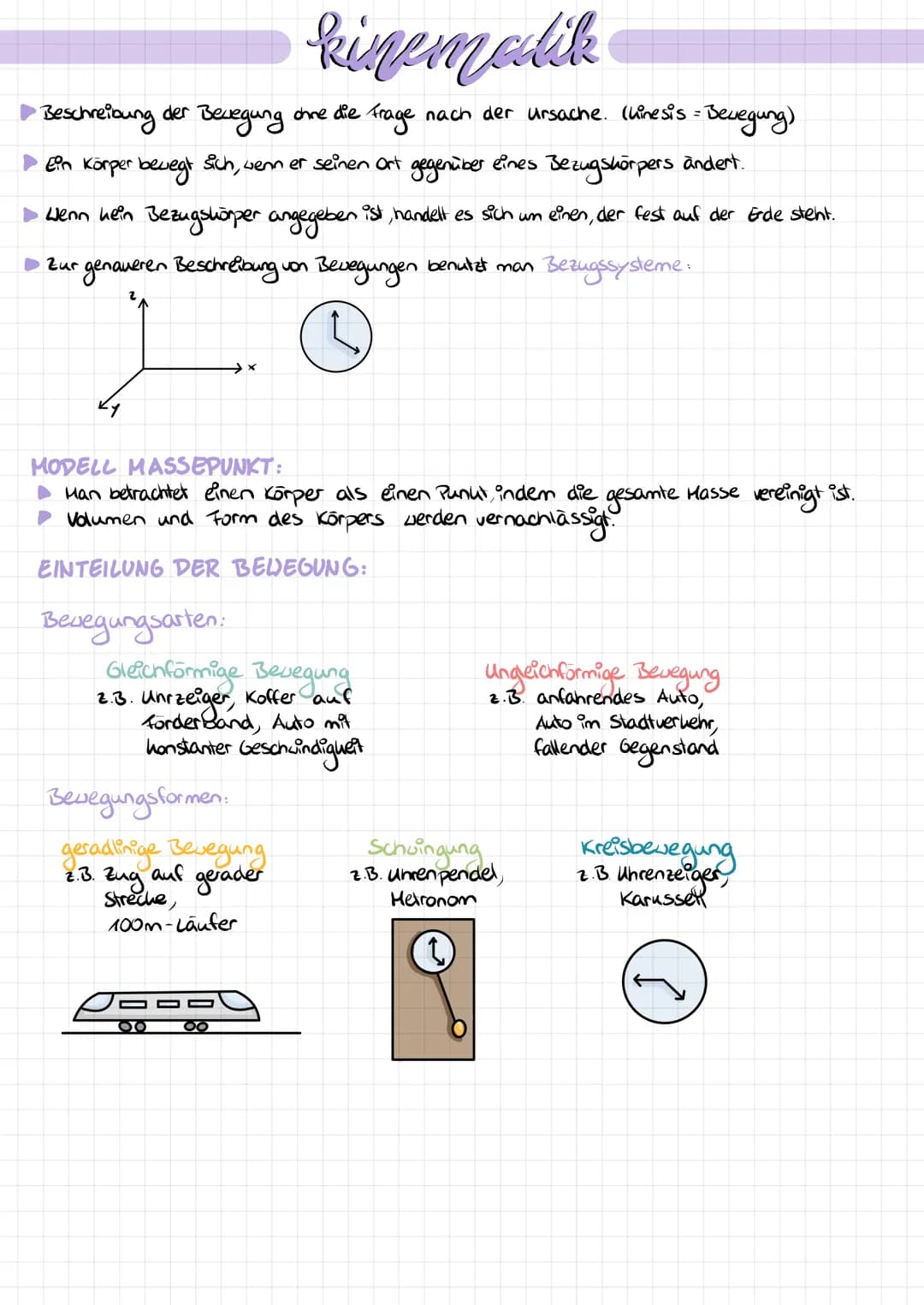 kinemalik
Beschreibung der Bewegung ohne die Frage nach der ursache. (Linesis = Bewegung)
eines
gegenüber
Ein Körper bewegt sich, wenn er se