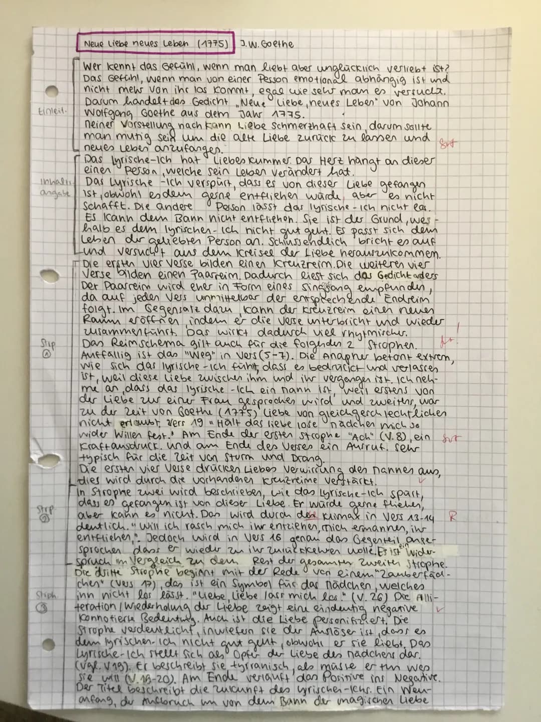 tinleit.
Stip
Strp
Neue Liebe neues Leben (1775) J.W. Goethe
Wer kennt das Gefühl, wenn man liebt aber unglücklich verliebt ist?
Das Gefühl,
