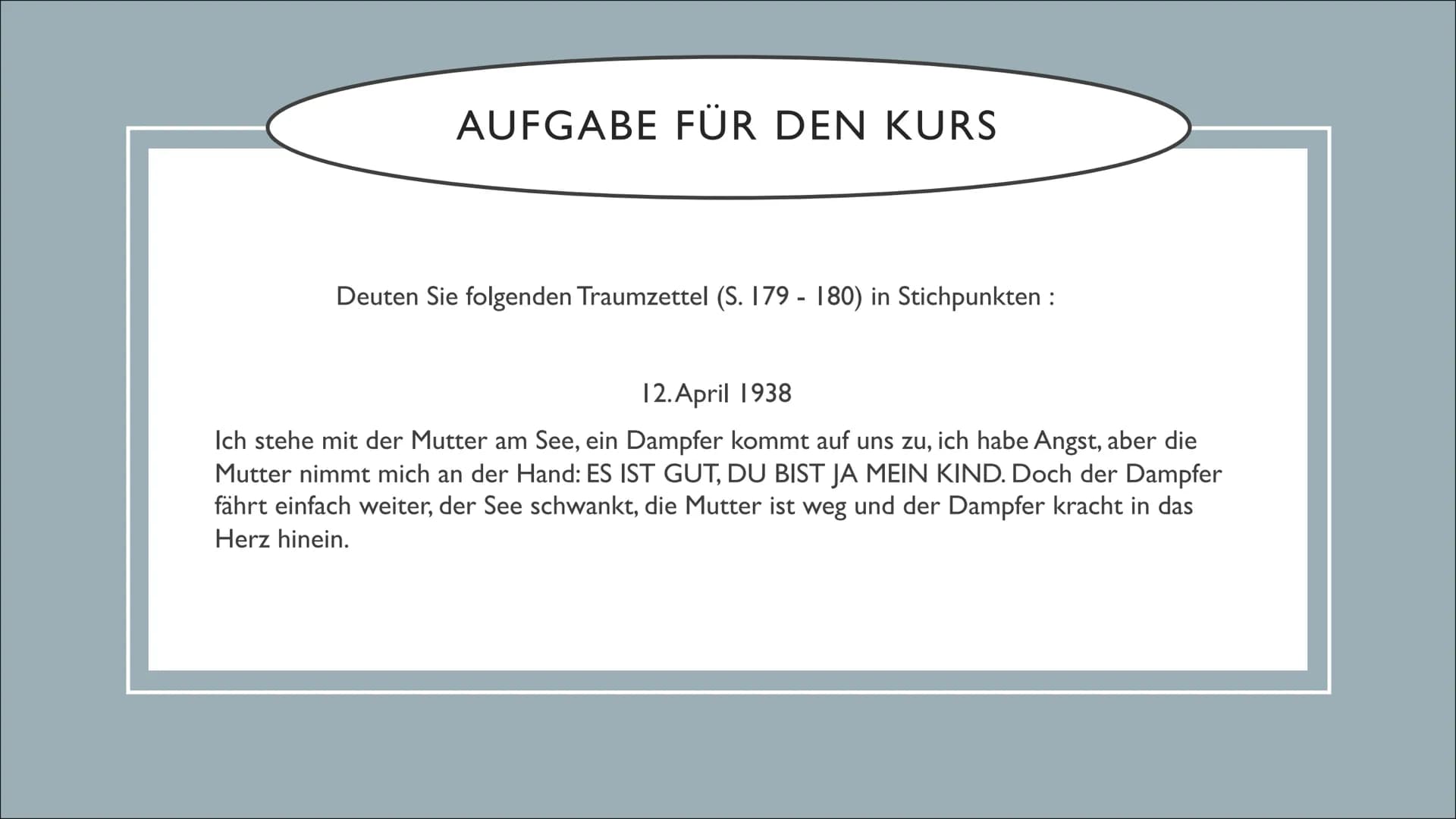 TRAUMDEUTUNG IN
TRAUMNOVELLE &
TRAFIKANT
Von Zelal und Amina Der Trafikant
Die Traumnovelle
INHALTSVERZEICHNIS
Instanzenmodell Sigmund Freud