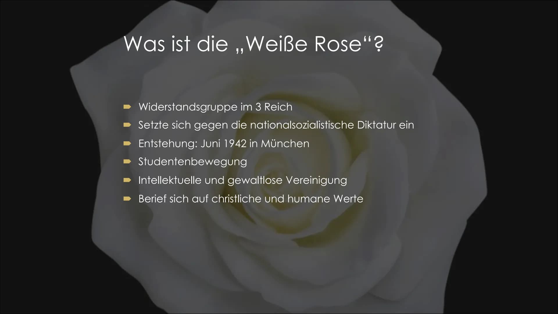 Die weiße Rose
Ein Widerstand mit Worten Definition Widerstand
Als Widerstand wird die Verweigerung des Gehorsams oder das aktive
opposition