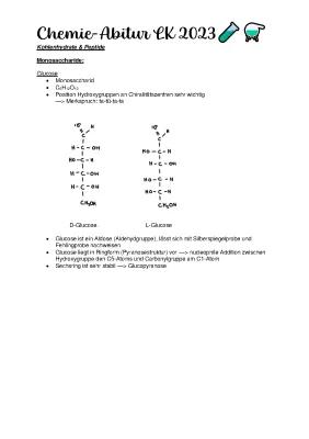 Know Lernzettel Chemie-LK Abitur:Kohlenhydrate, Chemisches GG thumbnail