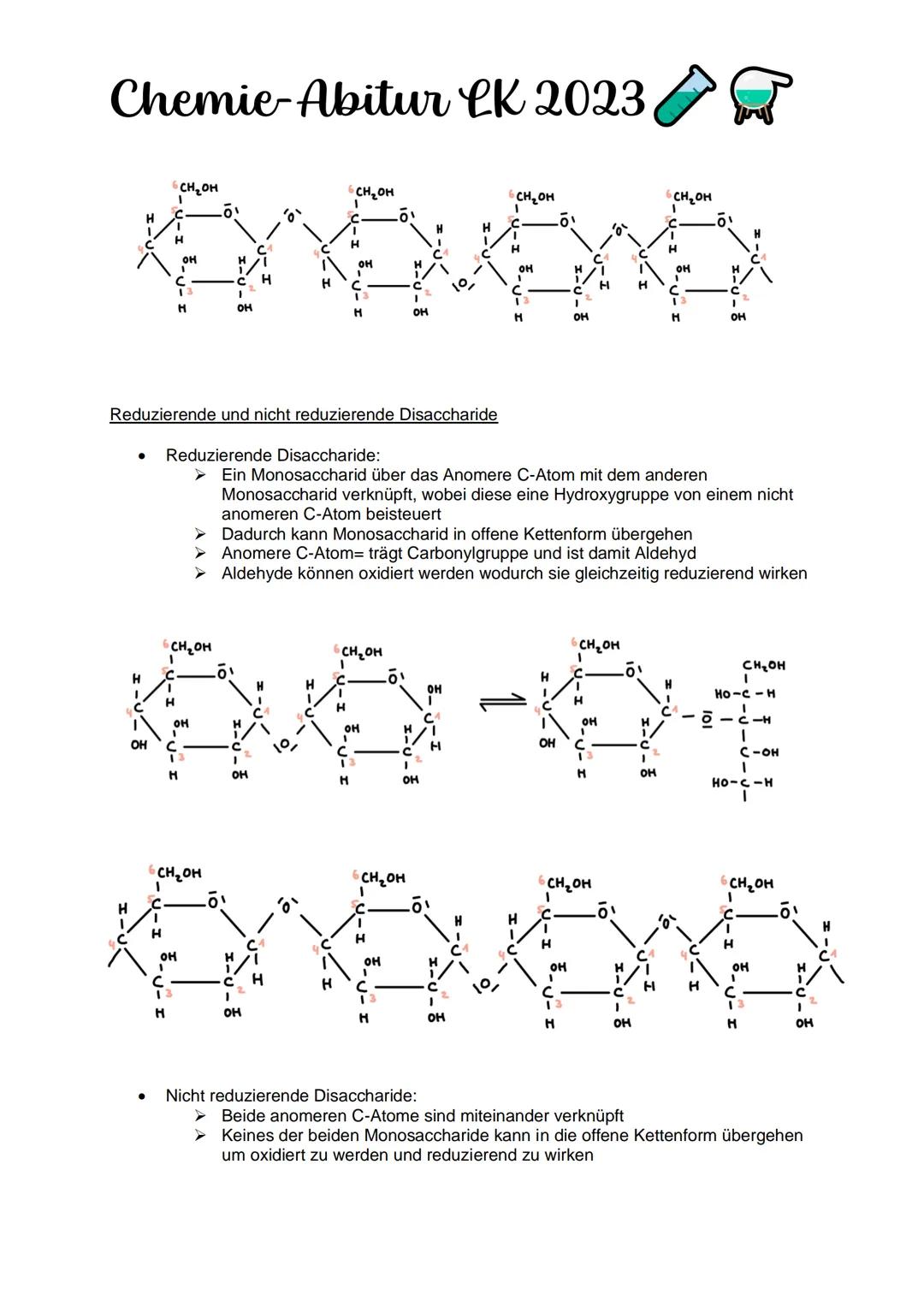 Chemie-Abitur CK 2023
Kohlenhydrate & Peptide
Monosaccharide:
Glucose
●
Monosaccharid
C6H12O10
Position Hydroxygruppen an Chiralitätszentren