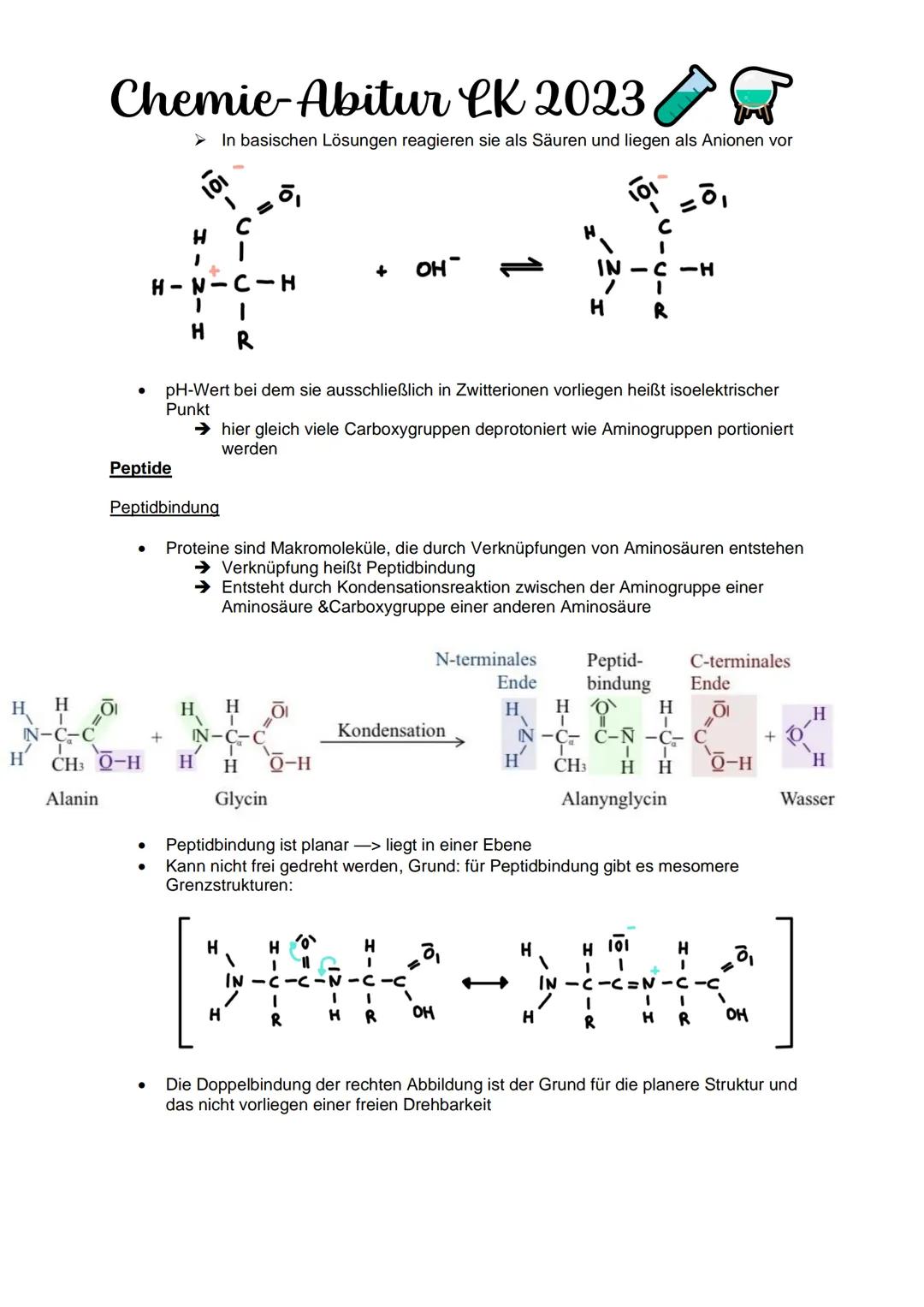 Chemie-Abitur CK 2023
Kohlenhydrate & Peptide
Monosaccharide:
Glucose
●
Monosaccharid
C6H12O10
Position Hydroxygruppen an Chiralitätszentren