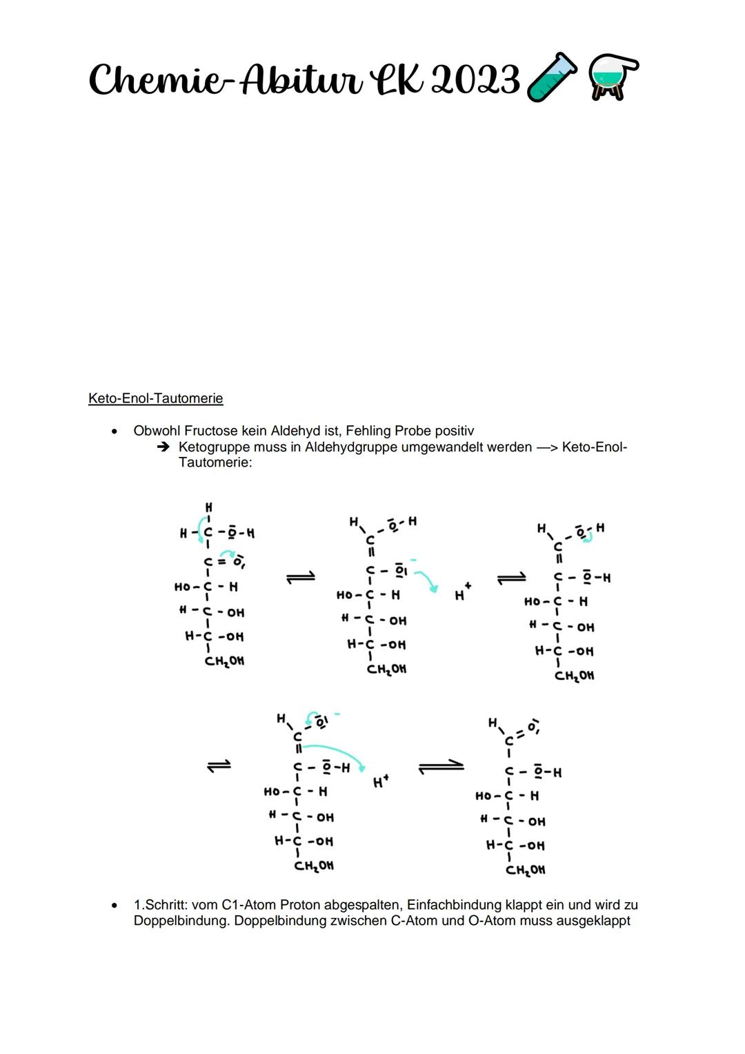 Chemie-Abitur CK 2023
Kohlenhydrate & Peptide
Monosaccharide:
Glucose
●
Monosaccharid
C6H12O10
Position Hydroxygruppen an Chiralitätszentren