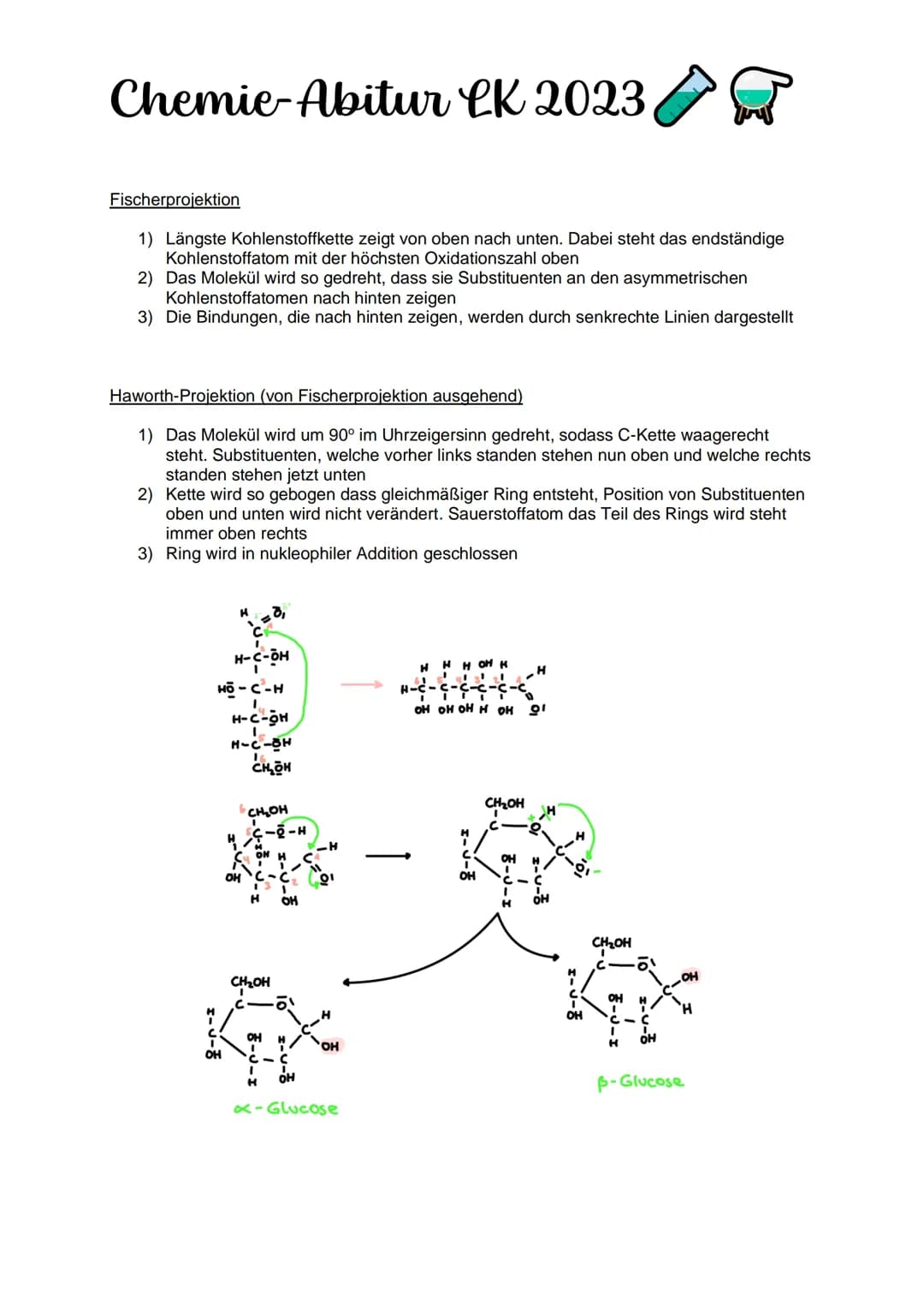 Chemie-Abitur CK 2023
Kohlenhydrate & Peptide
Monosaccharide:
Glucose
●
Monosaccharid
C6H12O10
Position Hydroxygruppen an Chiralitätszentren