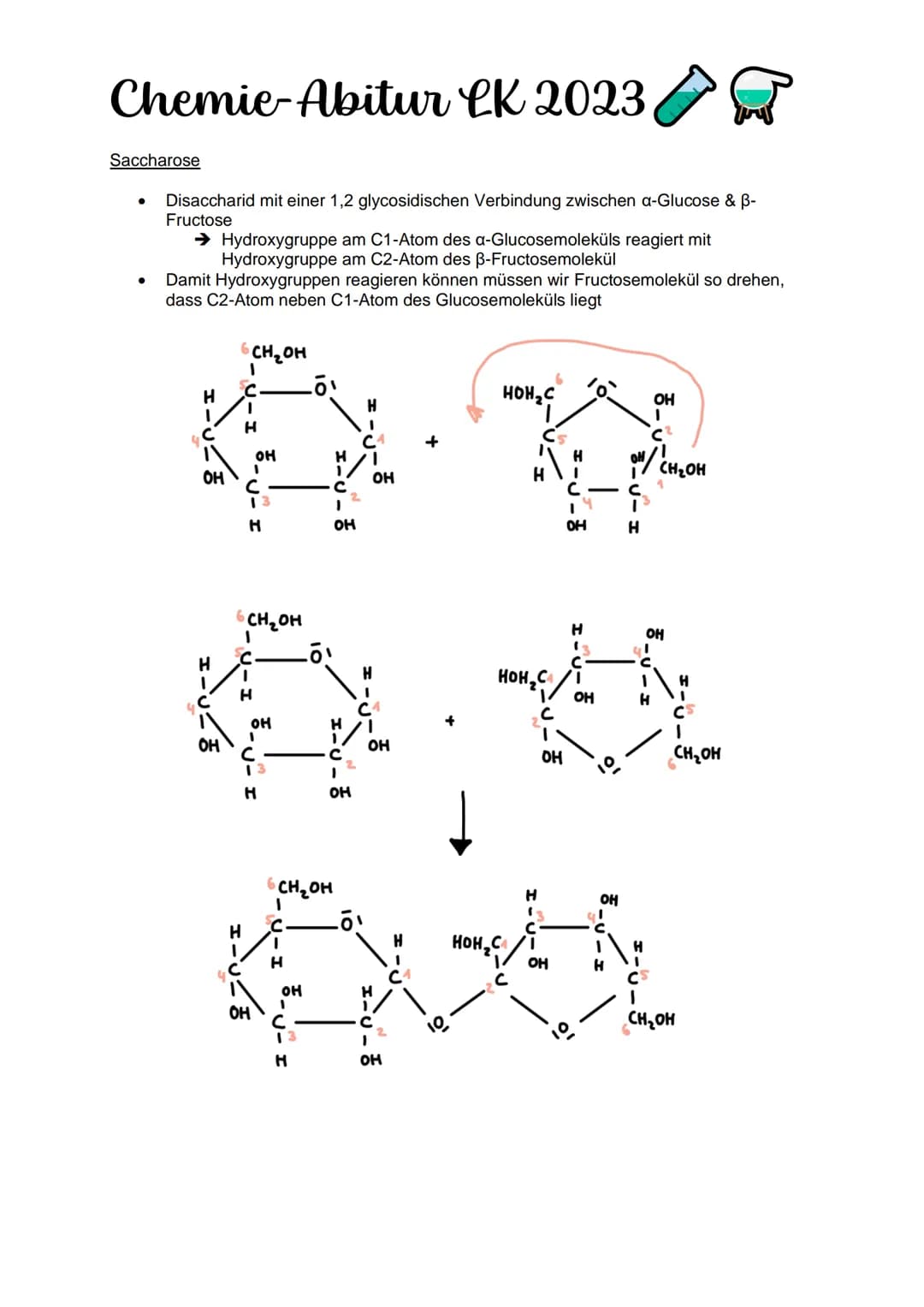 Chemie-Abitur CK 2023
Kohlenhydrate & Peptide
Monosaccharide:
Glucose
●
Monosaccharid
C6H12O10
Position Hydroxygruppen an Chiralitätszentren