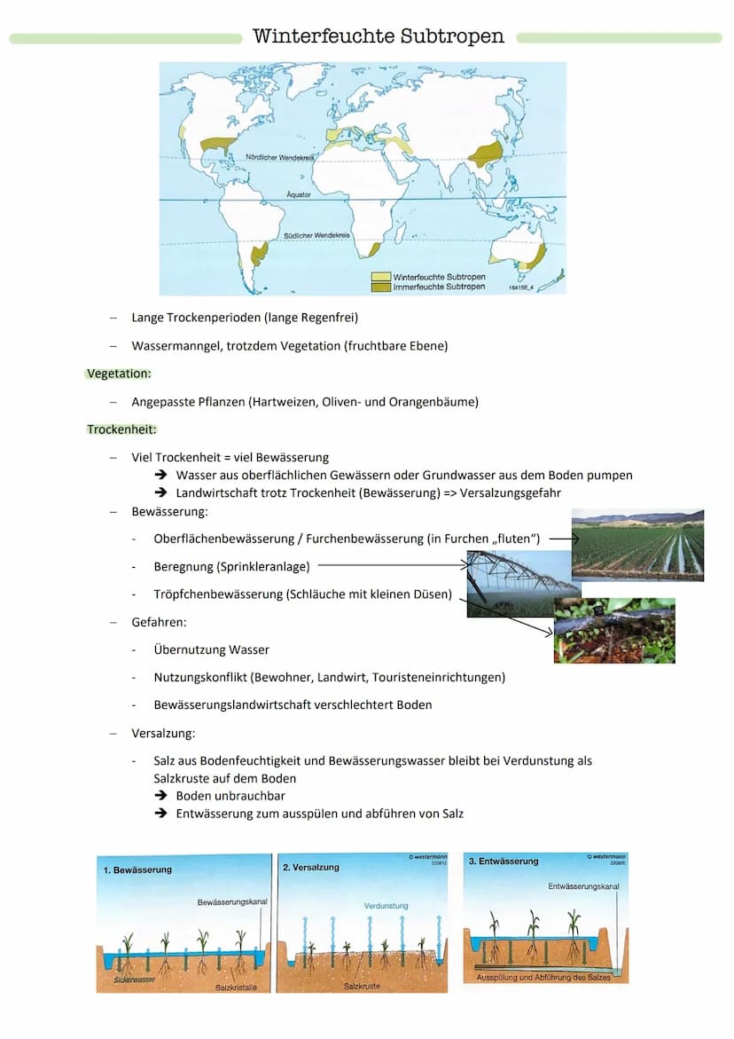 Klima- und Vegetationszonen der Welt
Ausprägung einer Landwirtschaft durch verschiedene Geofaktoren (=> Klima, Boden, Wasser,
Vegetation)
Ge