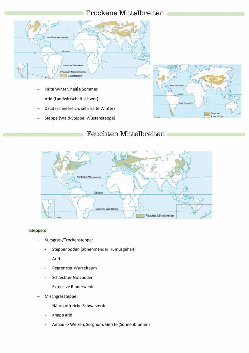 Klima- und Vegetationszonen der Welt
Ausprägung einer Landwirtschaft durch verschiedene Geofaktoren (=> Klima, Boden, Wasser,
Vegetation)
Ge