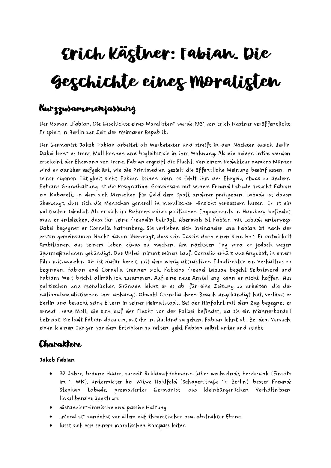 Erich Kästner: Fabian. Die Geschichte eines Moralisten