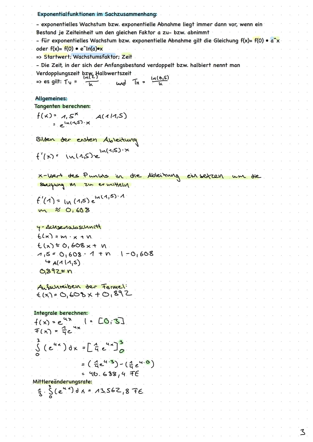 Mathe-Lernzettel
Exponentialfunktionen
- f(x) = c •a^x
- c => der Bestand zum Zeitpunkt O (Startpunkt)
- a => Wachstumsfaktor (a>1 -> expone