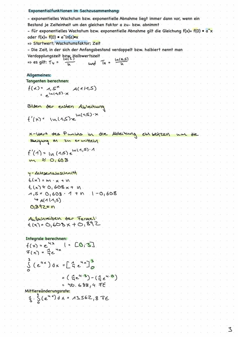 Mathe-Lernzettel
Exponentialfunktionen
- f(x) = c •a^x
- c => der Bestand zum Zeitpunkt O (Startpunkt)
- a => Wachstumsfaktor (a>1 -> expone