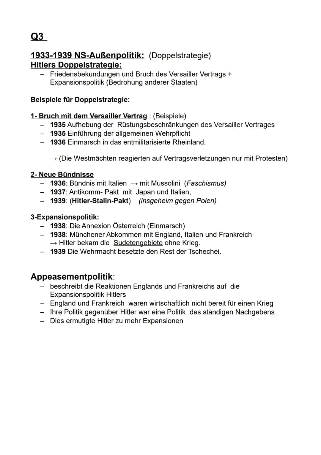 Die NS-Außenpolitik 1933-1939: Doppelstrategie einfach erklärt und Zeitstrahl