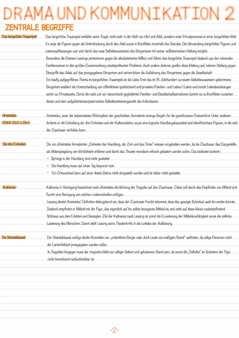 DRAMA UND KOMMUNIKATION 2
ZENTRALE BEGRIFFE
Das bürgerliche Trauerspiel
Aristoteles
(384-322 v. Chr.)
Die drei Einheiten
Katharsis
Die Ständ