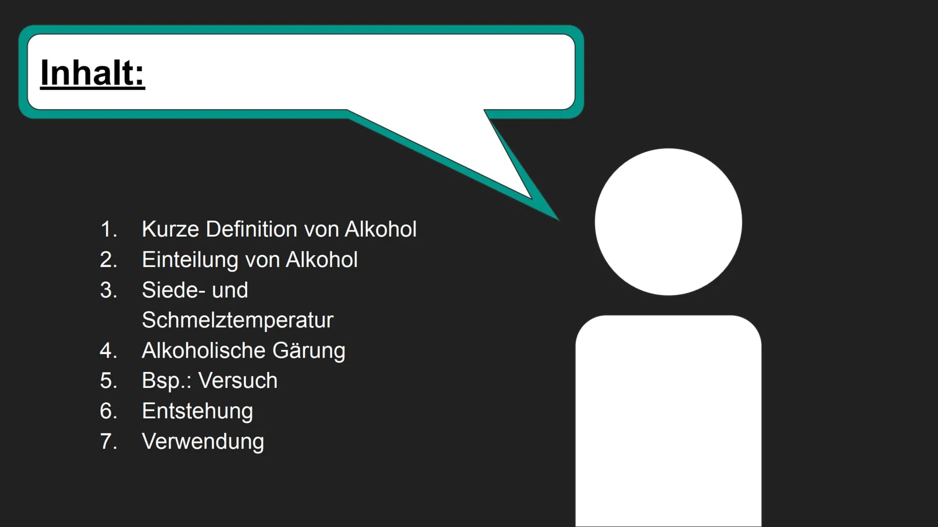 Alkohole Inhalt:
1. Kurze Definition von Alkohol
Einteilung von Alkohol
Siede- und
Schmelztemperatur
2.
3.
4. Alkoholische Gärung
5. Bsp.: V